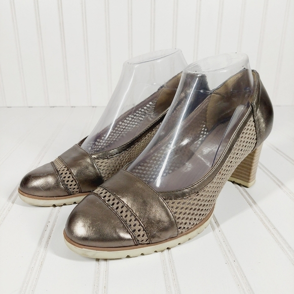 Mary Silver Metallic Heel Pumps A 530 - Picture 2 of 13